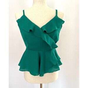 Asos Green Ruffle Sleeveless Wrap Top, Size 6